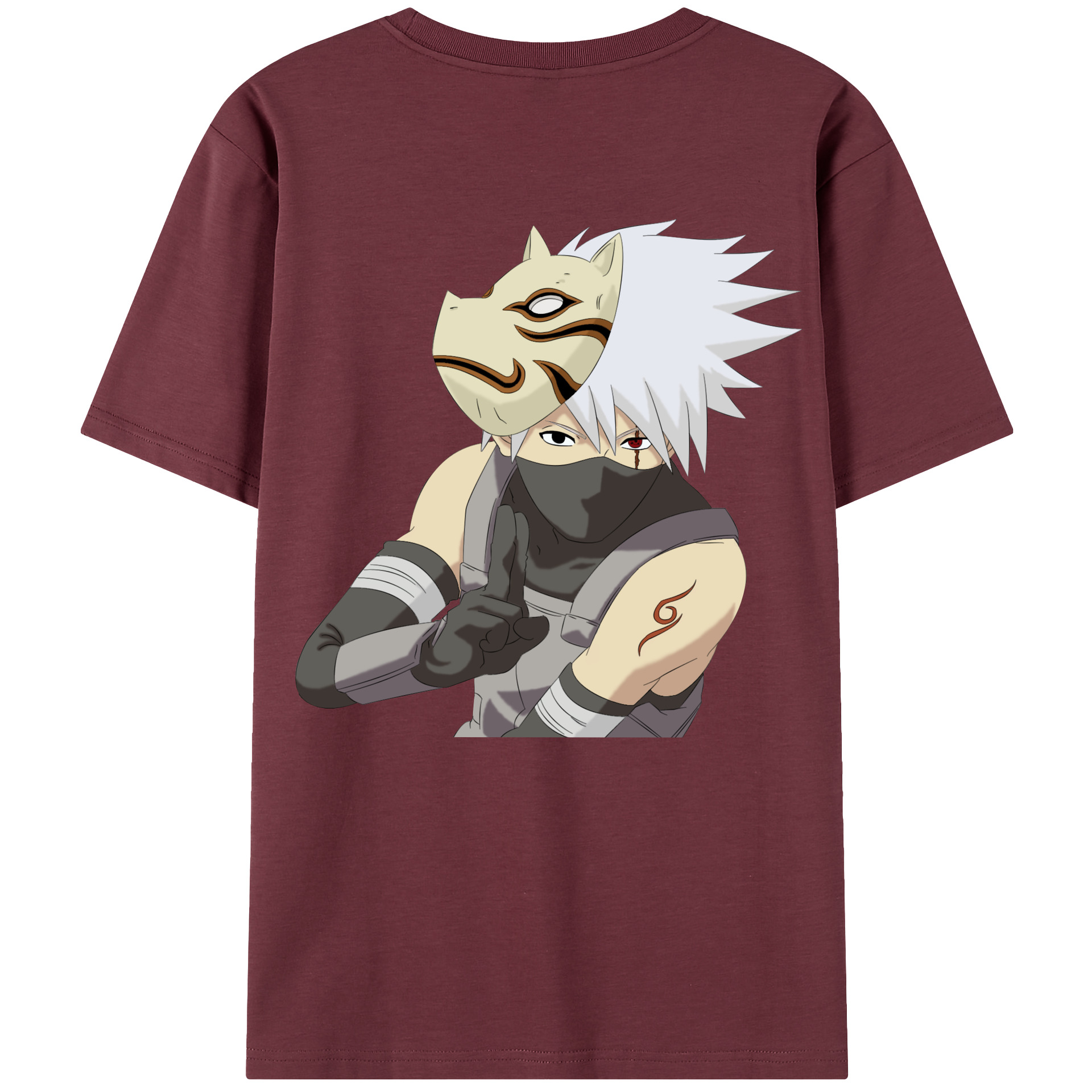 （画像用） NARUTO -ナルト- はたけ カカシ Hatake Kakashi 綿100％半袖Tシャツ（背面プリント）